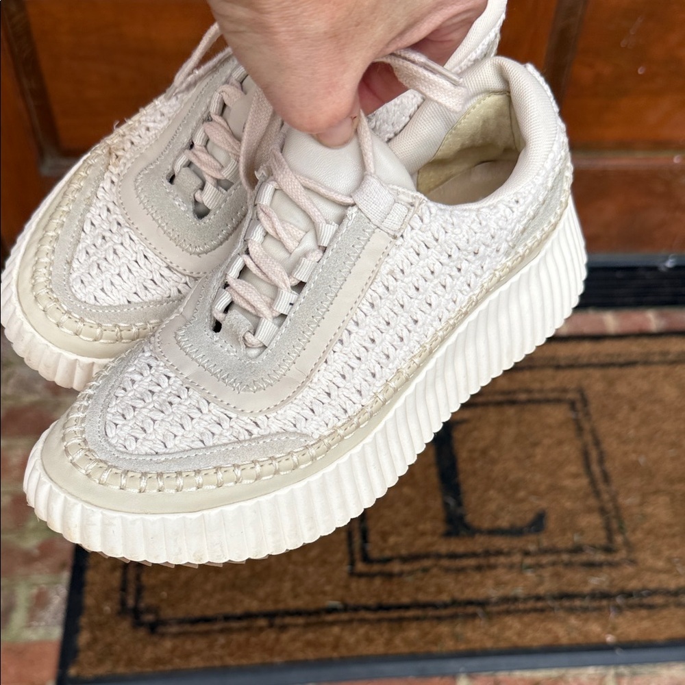 Dolce Vita Cream Woven Platform Sneakers
